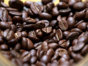 Roasted coffee beans are seen on display at a Juan Valdez store in Bogota, Colombia, June 5, 2019.