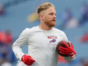 Cole Beasley of the Buffalo Bills warms up prior to a game against the Houston Texans at Highmark Stadium in Orchard Park, N.Y., Oct. 3, 2021.