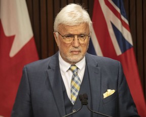 Ontario MPP Rick Nicholls holds a news conference at Queen's Park in Toronto on Thursday, August 19, 2021, to announce that he would not get vaccinated against COVID-19.