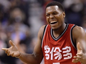 Toronto Raptors guard Kyle Lowry (7) reacts after his team went on a run against New Orleans Pelicans during second half NBA basketball action in Toronto on Tuesday, January 31, 2017. THE CANADIAN PRESS/Nathan Denette