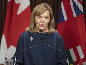 Christine Elliott, Ontario's Minister of Health and Deputy Premier attends an announcement at the Ontario legislature on September 14, 2021.