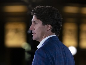 Canadian Prime Minister Justin Trudeau delivers his remarks during a ceremony on Parliament Hill on the eve of the first National Day of Truth and Reconciliation, Wednesday, September 29, 2021 in Ottawa.