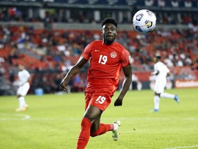 Canadian Alphonso Davies scored a crucial tiebreaking goal against Panama at BMO Field on Wednesday night.  Getty Images