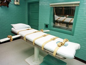 This 29 February, 2000, photo shows the "death chamber" at the Texas Department of Criminal Justice Huntsville Unit in Huntsville, Texas.