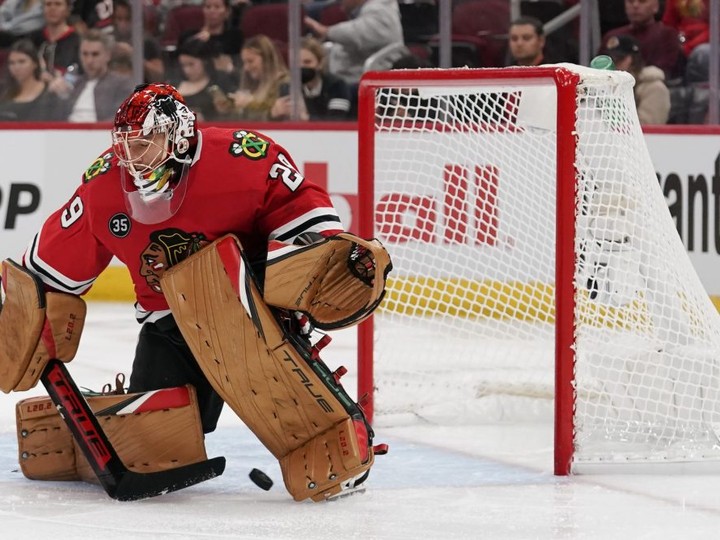  Veteran Blackhawks goalie Marc-Andre Fleury has struggled mightily this season after winning the Vezina Trophy with Vegas last year. GETTY IMAGES