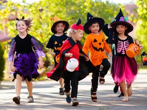 Children in Halloween costumes.