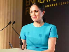 Meghan, Duchess of Sussex delivers a speech during the Endeavour Fund Awards at Mansion House in London on March 5, 2020.