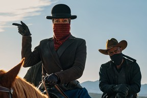 Regina King as Trudy Smith and LaKeith Stanfield as Cherokee Bill in The Harder They Fall.