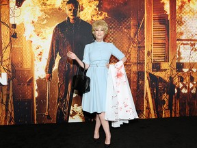 Jamie Lee Curtis attends the costume party premiere of "Halloween Kills" at TCL Chinese Theatre on October 12, 2021 in Hollywood.