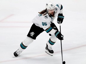 Erik Karlsson and the San Jose Sharks take on the Leafs Friday night. Getty Images