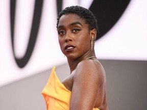 Lashana Lynch attends the World Premiere of "No Time to Die" at the Royal Albert Hall on Sept. 28, 2021 in London.