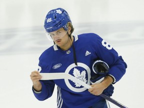 Maple Leafs winger William Nylander did not travel with the team up north after he received his second shot of COVID-19 vaccination. JACK BOLAND/TORONTO SUN