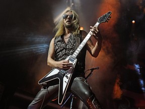 Richie Faulkner, guitarist for the heavy metal band Judas Priest, performs in concert at Rogers Place in Edmonton on Tuesday June 11, 2019.