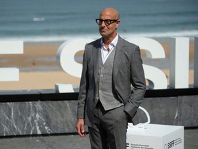 Stanley Tucci poses during a photocall of the film "La Fortuna" during the 69th San Sebastian Film Festival in the northern Spanish Basque city of San Sebastian, Sept. 24, 2021.