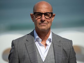 Stanley Tucci poses during a photocall of the film "La Fortuna" during the 69th San Sebastian Film Festival on September 24, 2021.