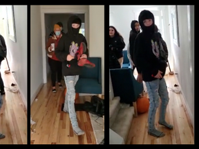 Screengrabs from video shot by Desmond Brown of trespassers found partying in a home for sale.
