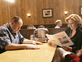 James Gandolfini and Edie Falco in a scene from the series finale of The Sopranos.