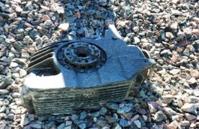 The broken-off gearbox that caused the Sept. 19 derailment of the LRT system in Ottawa.