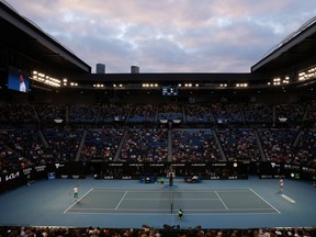 This file photo shows the general view during the final between Serbia's Novak Djokovic and Russia's Daniil Medvedev at the Australian Open in Melbourne, Australia, Feb. 21, 2021.