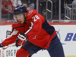 Washington Capitals defenseman Vincent Iorio is pictured during the first period at Capital One Arena in a game against the New Jersey Devils in Washington, D.C. on Sept. 29, 2021.