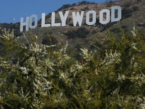 In this file photo taken on April 26, 2010 view of the Hollywood sign after California Governor Arnold Schwarzenegger made the announcement that sufficient money had been raised to purchase and protect the land around the historic Hollywood sign in Hollywood .