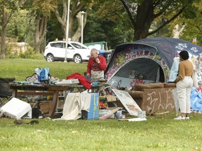 Homeless encampments were cleared out at three City of Toronto parks in recent months, but campers have now set up tents in Dufferin Grove Park as seen here on Friday, Oct. 8, 2021.
