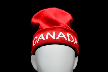 A hat is pictured on a mannequin dressed in the Lululemon Athletica's Team Canada uniform for the Beijing 2022 Winter Olympics, in Toronto, Tuesday, Oct. 26, 2021.