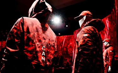 Mannequins dressed with the Lululemon Athletica's Team Canada uniforms for the Beijing 2022 Winter Olympics, in Toronto, Tuesday, Oct. 26, 2021.