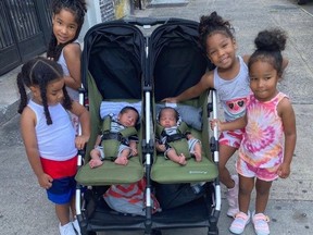 New York woman has three sets of twins (pictured).