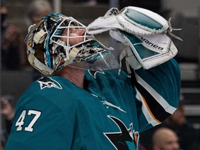 San Jose Sharks goaltender James Reimer.