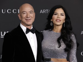 Jeff Bezos and Lauren Sanchez attend 2021 LACMA's Art+Film 10th Annual Gala at Los Angeles County Museum of Art on Nov. 6, 2021.