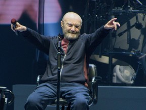 Phil Collins of Genesis performs on the opening night of their North American "The Last Domino?" tour at the United Center on November 15, 2021 in Chicago, Illinois.