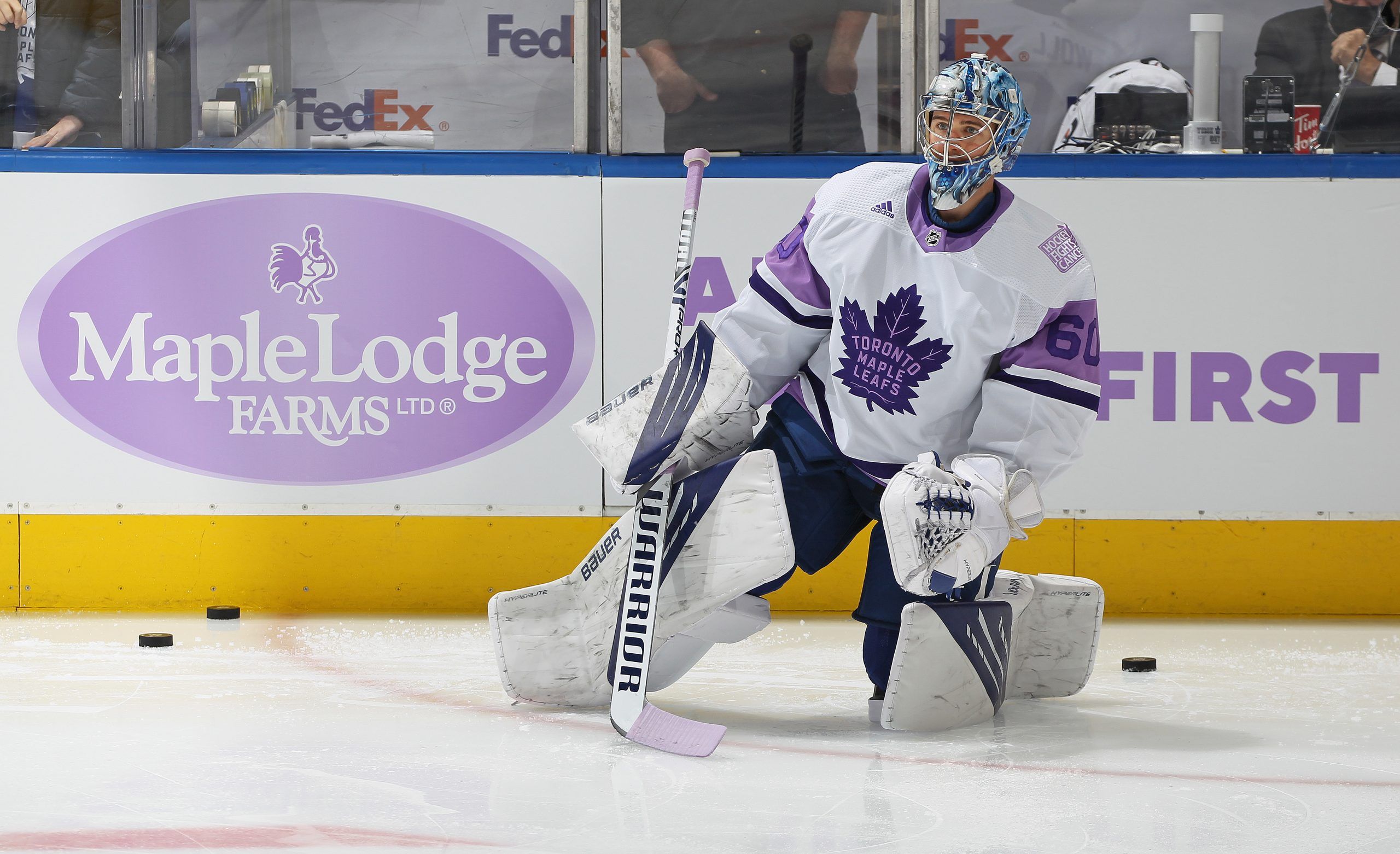 Toronto maple leafs hockey fights 2024 cancer jersey