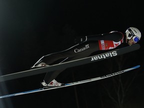 Canadian ski jumper Mackenzie Boyd-Clowes in action during qualifying in Russia this month.