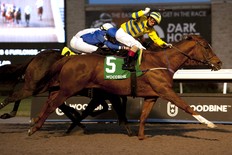 Jockey Rafael Hernandez guides Pink Lloyd to victory in his final race of his illustrious career.