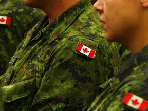 Canada Canadian flag shoulder patches on army armed forces uniforms