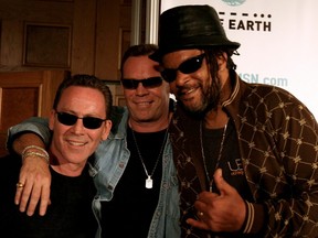 UB40 members (left to right) Robin Campbell, Ali Campbell and Astro pose for photographers during a news conference in Johannesburg, South Africa, July 6, 2007.