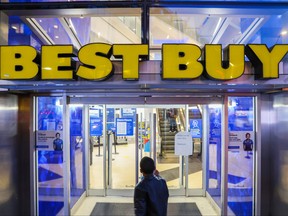 A person enters a Best Buy store in Manhattan, New York City, Nov. 22, 2021.