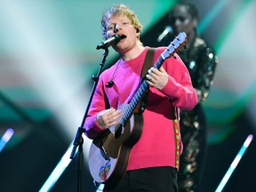 Ed Sheeran performs on stage during the MTV Europe Music Awards in Budapest, Hungary, November 14, 2021.