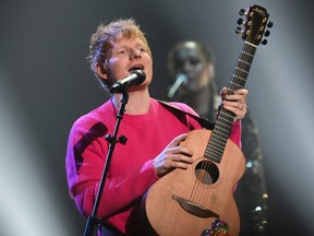 Singer-songwriter Ed Sheeran performs on stage during the MTV Europe Music Awards at the Laszlo Papp Budapest Sports Arena in Budapest, Hungary, Sunday, Nov. 14, 2021.