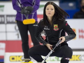 Skip Kerri Einarson of Manitoba was upended by Team Rocque yesterday. Michael Burns Photo