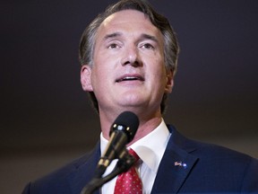 Virginia Republican gubernatorial candidate Glenn Youngkin speaks during an election-night rally at the Westfields Marriott Washington Dulles on Nov. 2, 2021 in Chantilly, Va.