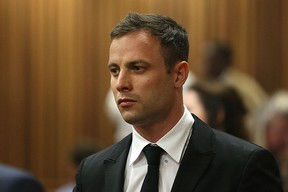 Oscar Pistorius attends his sentencing hearing in the Pretoria High Court on October 16, 2014, in Pretoria, South Africa.