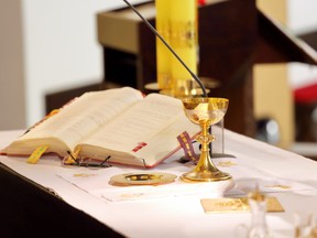 The altar in a church.