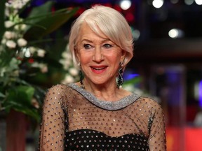 Helen Mirren poses at the red carpet before receiving the Honorary Golden Bear during the 70th Berlinale International Film Festival in Berlin, Germany, Feb. 27, 2020.