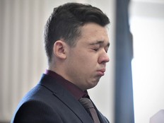 Kyle Rittenhouse reacts to the verdict during his trial at the Kenosha County Courthouse in Kenosha, Wisconsin, November 19, 2021.