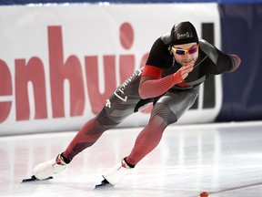 Canada's Laurent Dubreuil in action during the men's 500m.