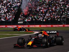 Max Verstappen of the Netherlands driving the Red Bull Racing RB16B Honda on track during the F1 Grand Prix of Mexico at Autodromo Hermanos Rodriguez on Nov. 7, 2021 in Mexico City.