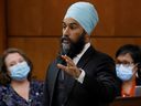New leader of the Democratic Party, Jagmeet Singh, speaks during Question Period in the House of Commons in Ottawa, November 24, 2021.