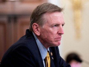 Rep. Paul Gosar (R-AZ) questions U.S. Park Police acting Chief Gregory T. Monahan, during a U.S. House Natural Resources Committee hearing on "The U.S. Park Police Attack on Peaceful Protesters at Lafayette Square", on Capitol Hill in Washington, D.C., July 28, 2020.